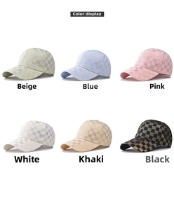Color display of classic checkered pattern baseball caps in six diverse vibrant colors
