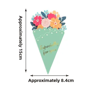 Tarjeta regalo ramo de flores 3D con texto dorado, medidas 15 cm x 8,4 cm