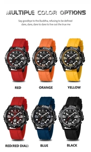 Orologi sportivi da uomo al quarzo con cinturini in silicone colorati in sei diversi stili