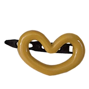 Sweet pink heart hair clip with golden resin finish and black metal side clip for women