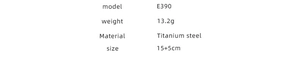 Detailed specification chart showing titanium steel heart bracelet weight and size 15+5cm
