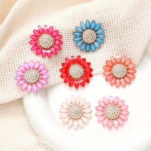 Rhinestone Flower DIY Jewelry Charms Alloy Resin Sunflowers For Phone Case Decor Crafting Accessories