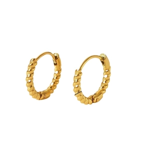 18k gold plated stainless steel Mobius twisted hoop earrings with a polished finish