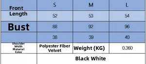 Detailed size chart for women knit top showing measurements for S, M, and L sizes