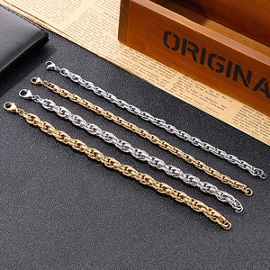 Hip hop style gold and silver stainless steel rope bracelets with lobster clasps