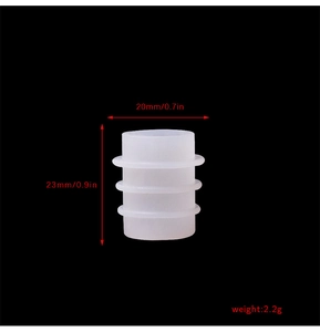 Macro shot of 20mm silicone wine stopper mold with dimensions and weight specs
