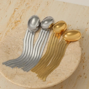 Boucles D'Oreilles Pendantes À Franges En Acier Inoxydable Pour Femmes Moderne Longues Creuses Géométriques Bijoux