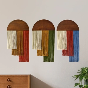 Bohemian Macrame Wall Hanging Cotton Rope Tassels With Wood Board Decorative Tapestry For Living Room Bedroom Nordic Style