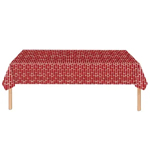 Rectangular red brick pattern disposable party tablecloth with modern minimalist style
