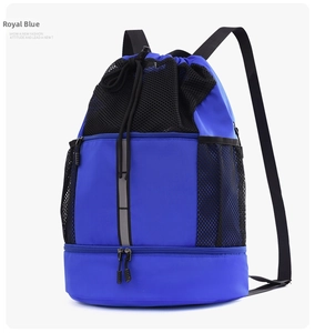 Sacca sportiva blu reale con coulisse, scomparto per scarpe e striscia riflettente