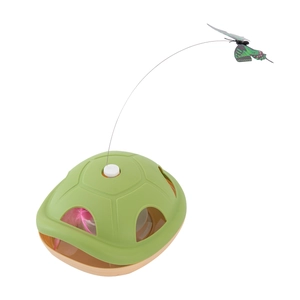 Electric turtle-shaped cat toy with flying butterfly and hidden feather for kittens