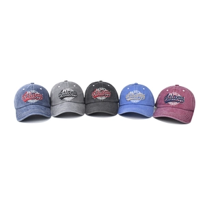 Cinq casquettes de baseball en coton lavé vintage avec broderie Atlanta
