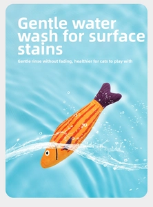 Washable orange fish cat toy detail showing vibrant red stripes and water splashes