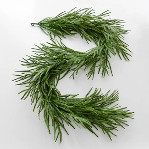 Artificial Norfolk Pine Christmas Garland PE Simulation Green Cedar Vine For Fireplace Mantle Holiday Party Table Home Decoration