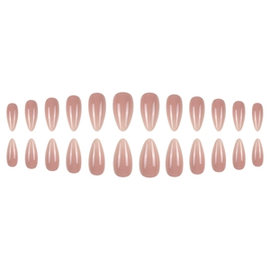 Set di 24 unghie finte a mandorla lucide color nude con sfumatura dallo stile minimalista