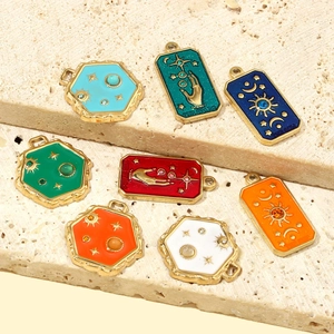 French sun star enamel geometric pendants in gold stainless steel for jewelry making