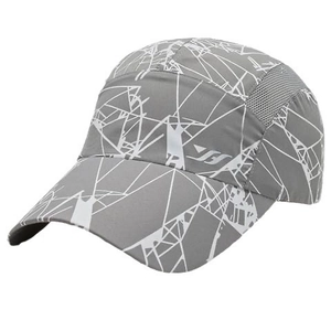 Breathable quick-dry mesh baseball cap with dark grey geometric pattern for outdoor sports