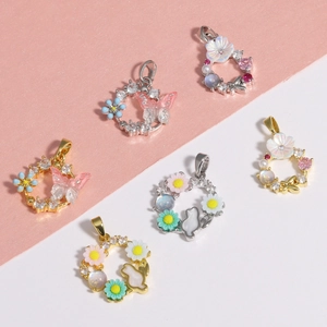 Chic butterfly and rabbit zircon pendants in gold and silver finish for necklaces