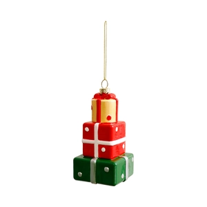 Three-tier colorful gift box hanging ornament for Christmas tree decoration