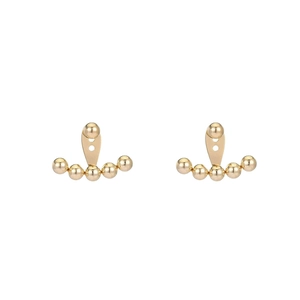 18K gold plated pearl ear jacket earrings featuring minimalist round bead clusters for women