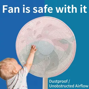 Safety fan cover for kids with cartoon prints, fine mesh protective net for pedestal fans