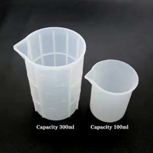Non-Stick Silicone Measuring Cup Translucent With Scale V-Shaped Spout For DIY Resin Craft Baking Kitchen Tool Flexible Jug