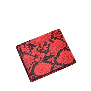 Retro red and black snake-pattern leather bifold wallet for men with a unique matte texture