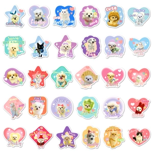 Variety pack of cute pet stickers featuring cats and dogs for DIY decor on laptops and water bottles