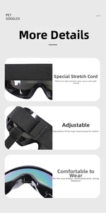 Detalle de gafas para perro con correas de nailon ajustables y montura flexible