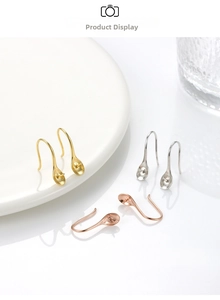 DIY S925 sterling silver ear hooks with pin cup trays for pearls in gold and silver