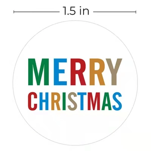 Colorful 1.5 inch round Merry Christmas sticker roll for gift sealing and holiday decoration