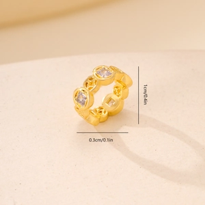Macro view of gold spacer bead with clear cubic zirconia showing 1cm dimension detail