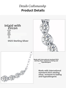 Macro view of S925 sterling silver necklace detail with high-quality 5A grade cubic zirconia