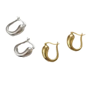 French style sleek teardrop earrings in gold and silver finish with S925 silver hallmarks