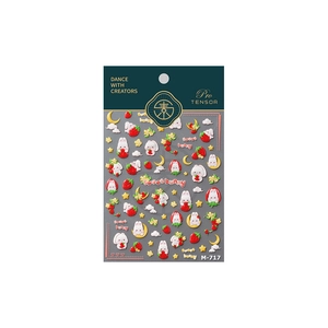 Frosted matte Sweet Bunny nail stickers featuring red strawberry and rabbit motifs M717