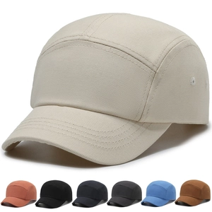 5-Panel Camper Cap Cotton Canvas Adjustable Sunshade Outdoor Baseball Hat Solid Color Unisex