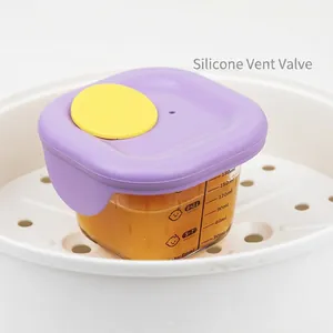 200ml borosilicate glass baby food storage container with purple silicone lid and scale