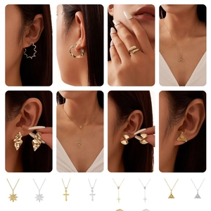 Collection of S925 sterling silver 14K gold plated earrings necklaces and rings