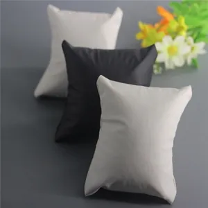 Watch and jewelry display pillow set in black white and grey faux leather