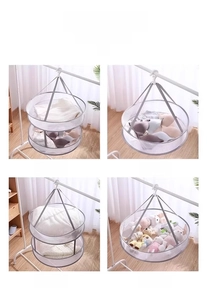 Collapsible mesh drying rack showing single and double tiers for sweaters and toys