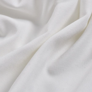 Macro di tessuto a costine bianco con dettagli di sottili strisce verticali