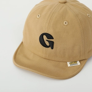 Khaki cotton baby baseball cap with embroidered G letter and soft peak for sun protection