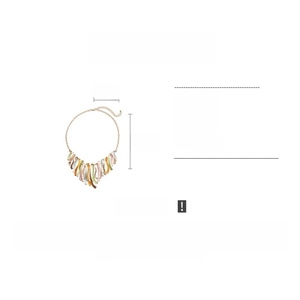 Detailed dimensions of bohemian fringe necklace featuring colorful tassels and gold alloy chain