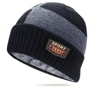 Hommes Femmes Bonnet En Tricot D'Hiver Cache-Col Doublé Polaire Acrylique Chaud Sport De Plein Air Casual Slouchy Skull Cap