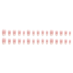 Pink gradient cat-eye fake nails with 30 pieces of long square glitter nail press-ons