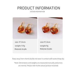 Detailed product size and material specifications for acrylic tortoise hoop earrings