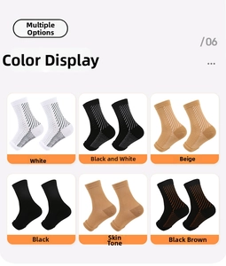 Detail view of compression ankle sleeves in six colors with ribbed pressure zone design