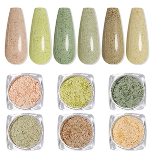 Polvere Glitter Per Unghie Macaron Multicolore Texture Legno Fioccato Manicure Decorazione Professionale DIY