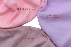 Detailed comparison of jersey fabrics including milk silk and brushed cotton textures