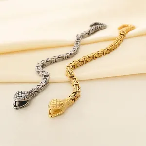 Stainless Steel Snake Head Bracelet Byzantine Chain Punk Hip Hop Jewelry For Men And Women